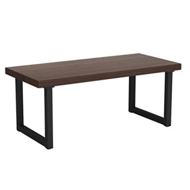 Imagem de 5sssallefaa Mesa de escritório de madeira de pinho cor de nogueira, mesa de computador de mesa de 5 cm de espessura, com pernas de metal resistente, pode suportar até 250 kg (espessura 5 cm 120 x 60 x
