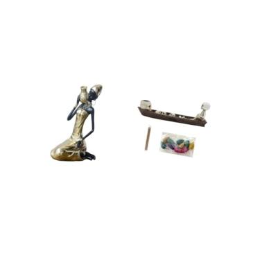 Imagem de Fenteer Estátua de Caveira Tribal Africana, Artesanato Artesanal, Peça de Arte Colecionável, Ornamento de Resina, Queimador de Incenso, Escultura de Mesa, Dec