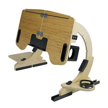 Imagem de Suporte multifuncional para notebook ajustável de madeira de 360° para pessoa preguiçosa, suporte de computador de mesa, suporte dobrável portátil (cor: suporte portátil-02, tamanho: tipo)