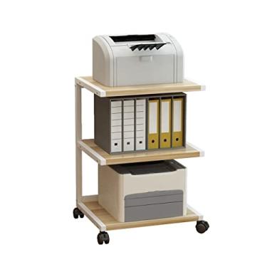 Imagem de URGDWEKJY Suporte de impressora com moldura de metal, suporte de impressora de 3 níveis, mesa de impressão removível, scanner de fax para uso no escritório, sala de estar, suporte de impressora