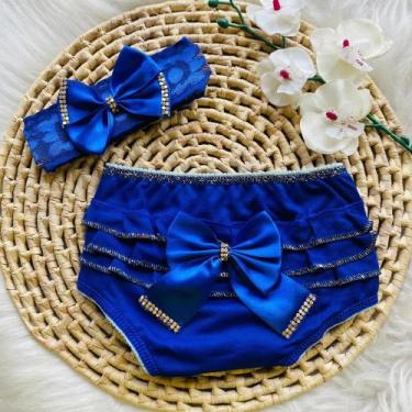 Imagem de Kit bunda rica e laço - KBANINHA KIDS, Azul royal