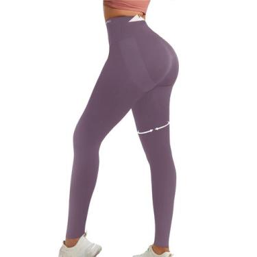 Imagem de Leggings Curvphilo de cintura alta para levantamento de bunda roxas XS