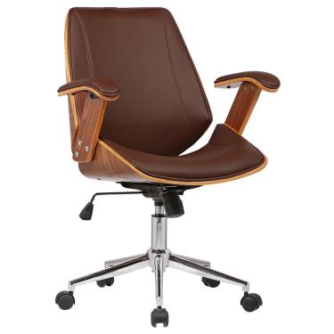 Imagem de Cadeira de Escritório Diretor Giratória com Regulagem de Altura Akon PU Sintético Marrom - Gran Belo