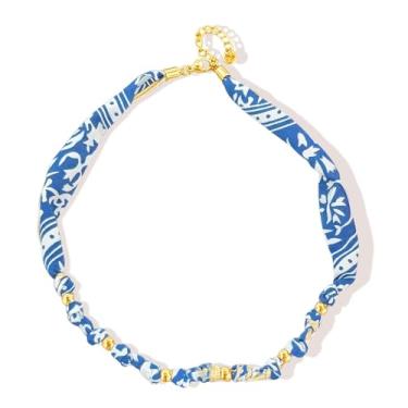 Imagem de Colar de cachecol com pingente bandana leopardo azul rosa declaração delicada joia simples acessórios para presente vestidos, Large, Sem pedras preciosas