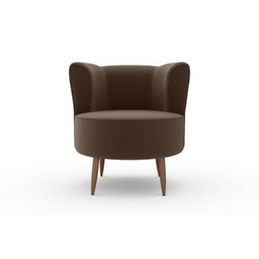 Imagem de Poltrona Savana para Recepção, Sala de Estar, Sala de Leitura, Resistente Reforçada, Tecido Veludo, Pés Madeira(Marrom)