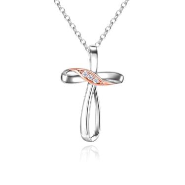 Imagem de ACECHA Colar de cruz para mulheres, colares delicados com pingente de cruz de prata, joia de crucifixo de fé, presente para mãe, esposa, Natal, aniversário, common, Prata, Zircônia cúbica