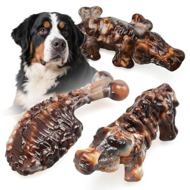 Imagem de GASAPET Brinquedos de mastigar cães para mastigar agressivos, 3 peças de brinquedos resistentes para cães de raça média e grande, com sabor de bacon verdadeiro, melhores brinquedos para mantê-los