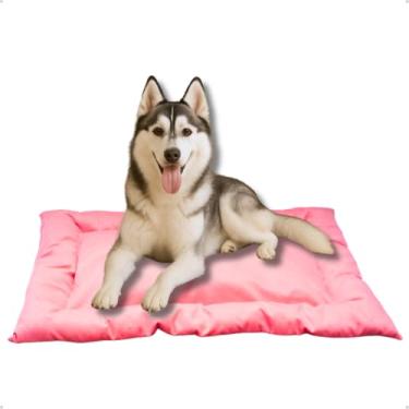 Imagem de Cama Caminha Colchonete Rosa Grande 100x70cm para Cachorro e Gato de Suede Lavável Almofada Pet Macia Confortável