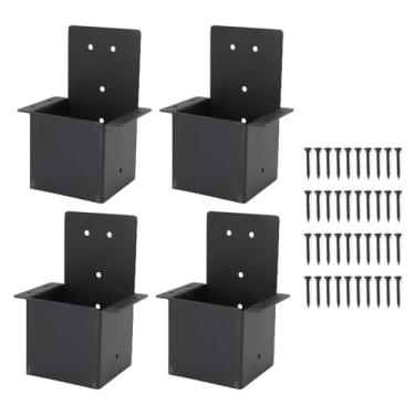 Imagem de Suporte de pérgola em aço carbono, revestimento em pó preto de alta resistência, suporte de viga superior para varandas, cabanas