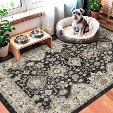 Imagem de TOPRUUG Tapete de entrada preto lavável: tapetes 3x4 para entrada de cozinha banheiro tapete de porta ultrafino antiderrapante entrada interna resistente a manchas tapete pequeno (preto, 3X4)