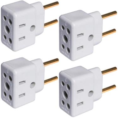 Imagem de Kit 4 Adaptadores de Tomada "Bob Esponja" Reforçados | 20A e 10A | Uso 127V/220V | Certificado NBR 14136 | Pino Terra