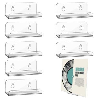 Imagem de Suporte de disco de vinil transparente de 10 cm, suporte de disco de acrílico para álbum, suporte de parede, prateleiras de exibição de discos de vinil, suportes de LP com parafusos e âncoras de
