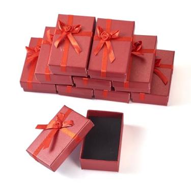 Imagem de Caixa de presente pequena de joias, pacote com 4, caixa de joias vermelha, colar, brinco, anel de dedo, caixas de embalagem para casamento, aniversário, dia das mães, presente de joias para exibição