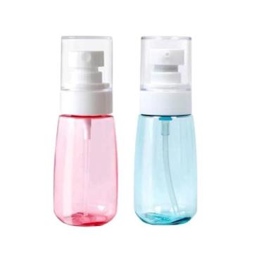Imagem de Frasco de spray pequeno, tamanho de viagem, 60 ml, pacote com 2, mini frascos vazios de névoa fina - à prova de vazamento - para toners de rosto e névoa de cabelo, Azul e rosa, Moderna