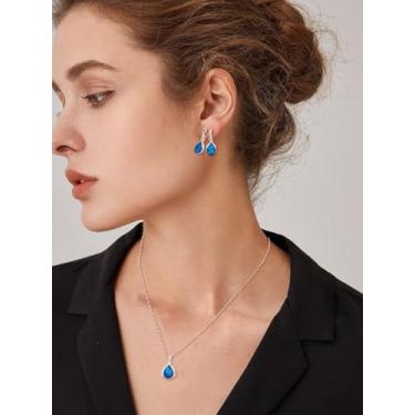 Imagem de 1 conjunto de colares com pingente de lágrima e brincos de pino, colar com pingente de gota para mulheres, joias, presentes, 400 mm, 6.8×5.8×0.8cm, Liga de aço, Sem Pedra Preciosa