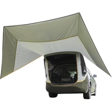 Imagem de HREFEU Tenda de porta traseira SUV com três lados com tenda de toldo de sombra para acampamento de carro SUV de tamanho completo, UPF50+ à prova d'água 3000 mm