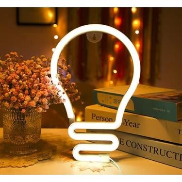 Imagem de YUANHUYUOU Lâmpada de neon, luz decorativa neon LED, luz decorativa em forma de sinal, carregamento USB e decoração interna de bateria (branco quente)