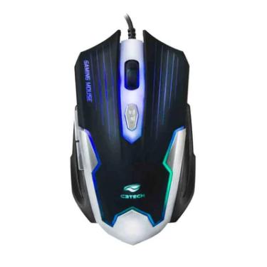 Imagem de Mouse Gamer C3Tech, Com Fio, LED Multicores, 2400 DPI, 6 Botões, Preto/Prata - MG-11BSI