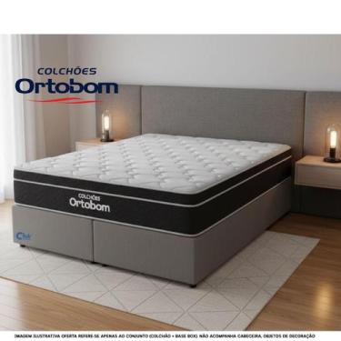 Imagem de Colchão Ortobom Elegant King Size Molas Ensacadas Base Box Bipartida S