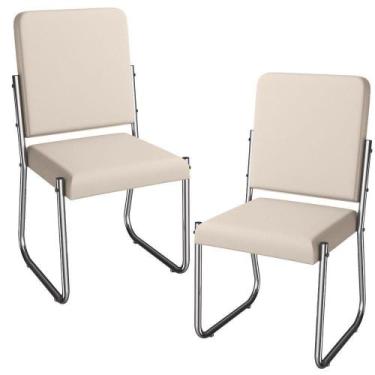 Imagem de Kit 2 Cadeiras Cromada Sala Jantar material sintético Preto Kappesberg