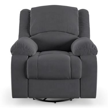 Imagem de Poltrona Do Papai Reclinável Sala De Cinema Barcelona Glider Manual Giratória Veludo Cinza Grafite