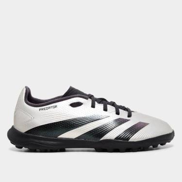 Imagem de Chuteira Society Infantil Adidas Predator League Low, Cinza, Preto, 36