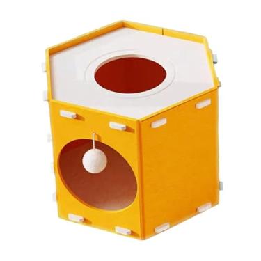Imagem de Ｂｅｓｇａ Casa de feltro para gatos, caverna para gatinhos, arranhador em túnel para gatos internos, a arranhões, com bola pendurada, cama para gatos, Laranja