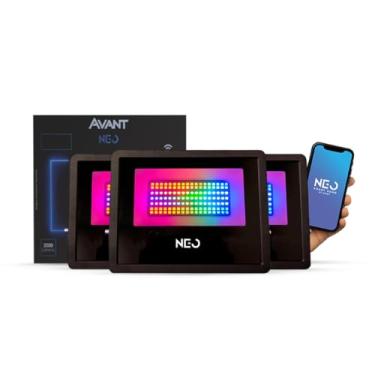 Imagem de Avant Neo Kit 3 Refletores LED Smart Wi-Fi 50W RGB Colorido Bivolt, 3500 Lúmens, Uso Externo, Compatível com Alexa, Google Home e Tuya