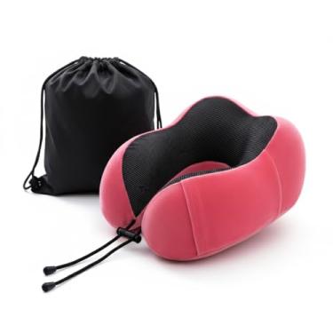 Imagem de x-merry toy Travesseiro de pescoço para viagem, travesseiro de avião atualizado com suporte de cabeça 360 almofada de espuma viscoelástica para dormir no carro, trem e escritório, viagens (vermelho