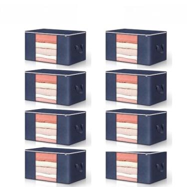 Imagem de KIT2~KIT10 Caixa Saco Organizador Grande Edredom Cobertor Casaco Guarda Roupa Ecológico Anti-Poeira Umidade Multiuso(8PCS-84L-Azul)