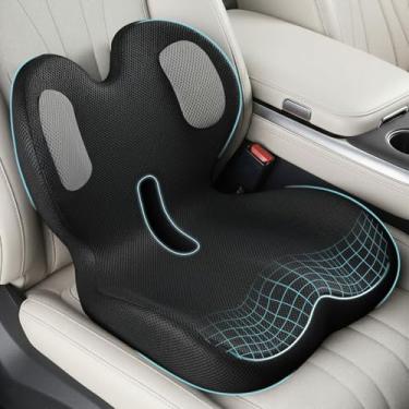 Imagem de Almofadas de assento de carro com suporte lombar – enchimento de espuma viscoelástica em forma de L para longa condução, alívio ciático, suporte ergonômico para as costas, caminhão, escritório