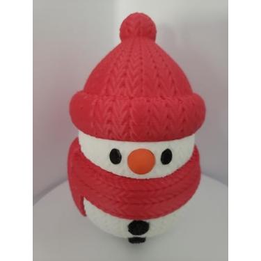 Imagem de Bonequinho de Neve Decorativo de pla, Vermelho e Branco, Decoração Natalina, Enfeite para Casa, Brinquedo de Natal