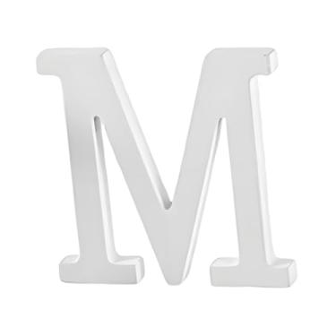 Imagem de Wswqop Placa de madeira branca com letras para mesa, e decorativa, ideal para armários, estantes, salas de estar e festas, M