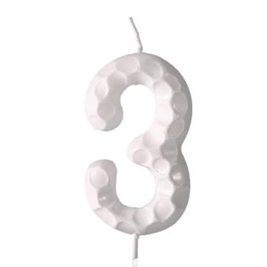 Imagem de Vela de aniversário com número de golfe, vela branca com tema esportivo para tema de golfe, decoração de festa de aniversário, tema esportivo, suprimentos de celebração, textura 3D verdadeira, padrão