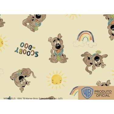 Imagem de Tecido Tricoline Scooby Doo e Arco Íris - Fundo Amarelo - 50 x 150 cm 