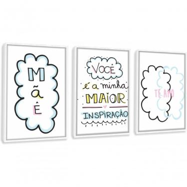 Imagem de Quadro Decorativo Mãe Te Amo Com Moldura Branco