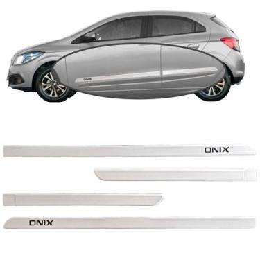 Imagem de Jogo Friso Slim Lateral Chevrolet Onix Original com Grafia, Prata Swit