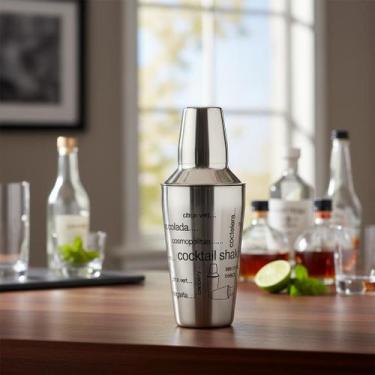 Imagem de Coqueteleira Inox Prata 500ml Decorada para Drinks Bebidas Coqueteis B