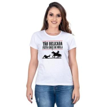Imagem de Camiseta Country Feminina Algodão Estampada Manga Curta Leve - Campero