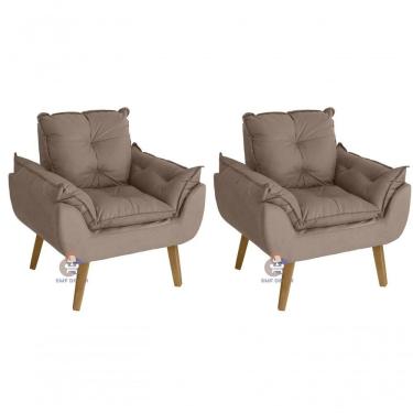 Imagem de Kit 02 Poltrona Opala Suede Capuccino