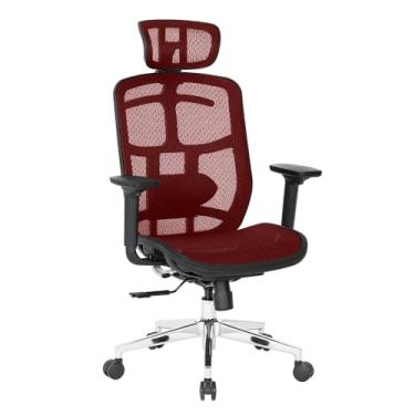 Imagem de Cadeira Escritótio Ergonomica DT3 Diana em Mesh Vidartex, apoio de cabeça 3D, Braço 3D, apoio lombar 2D - Ajuste manual de altura e profundidade, suporta até 120 e altura máx.1,85m(Red)