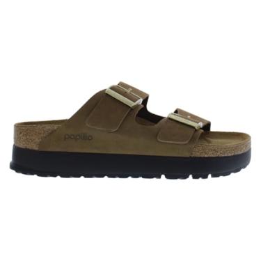 Imagem de Birkenstock Sandália plataforma feminina Papillio Arizona - nobuck, Dark Tea, 7-7.5 Narrow