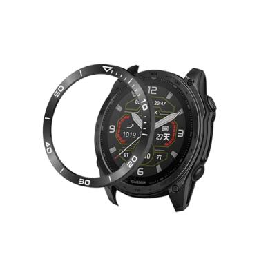 Imagem de Relógio Bisel para Garmin Tactix 8 51 mm Solar GPS Multisport Smartwatch, WUNIAK Capa Adesiva Polida de Aço Inoxidável Anti-Riscos Anel para 51 mm, Fuso Horário Preto-Branco