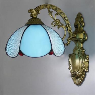 Imagem de Luminária de parede retrô americana LED de luxo europeia para sala de estar, restaurante, quarto, escritório, casa de campo, hotel, café, bar, corredor, escada, vidro colorido (Estilo 14)