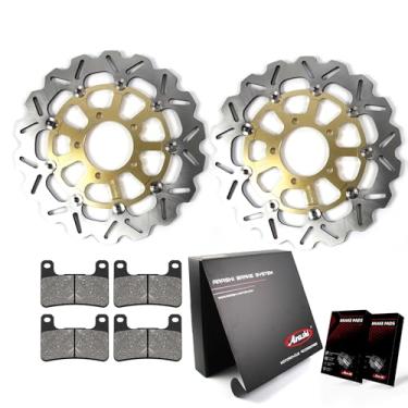 Imagem de Discos e pastilhas de rotores de freio dianteiro Arashi para Kawasaki Ninja ZX10R 2008-2015 ABS 2011-2015, Z1000 2014-2015 ABS inclui, acessórios de substituição de motocicleta dourados