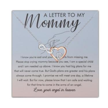 Imagem de PLITI Presente de aborto para perda de gravidez, presente para perda de bebê, simpatia, uma carta para minha mamãe, colar de coração infinito para mãe, Medium, Aço inoxidável, Sem Pedra Preciosa