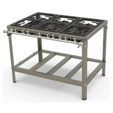 Imagem de Fogão Industrial a Gás Progas 6 Queimadores Aço Inox Escoavado com Registro para Forno Pmi-603