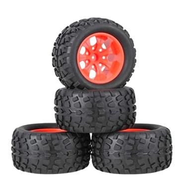 Imagem de Pneus de borracha de 125 mm hexagonais de 12 mm para carro 94108 94188 (pacote com 4) vermelho