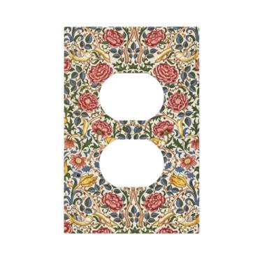 Imagem de JDAKHD William Morris Capas decorativas para tomada com padrão de flor, 1 gangue, placa decorativa para parede, estética, natureza, floral, botânica, luz, interruptor, placa, elétrica, banheiro