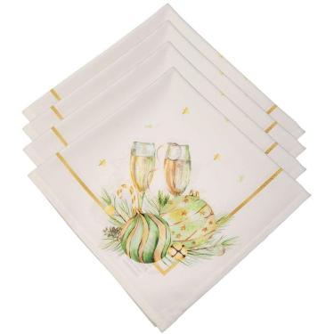 Imagem de Kit 4 Guardanapos De Tecido De Natal 40cmx40cm dourado